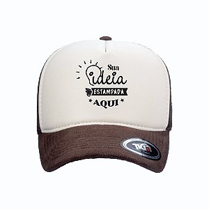 Boné Modelo Trucker - Café & Branco Personalizados