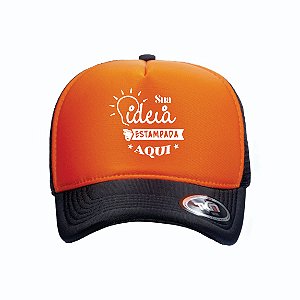 Boné Modelo Trucker - Preto & Laranja  Personalizados