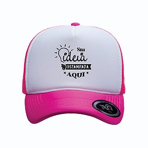 Boné Modelo Trucker - Rosa Flúor & Branco Personalizados