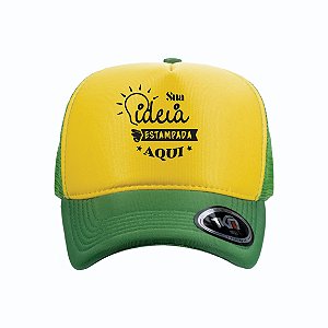 Boné Modelo Trucker - Verde & Amarelo Personalizados