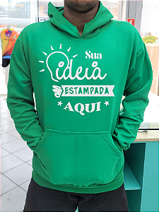 Moletom Liso Algodão Unissex  Canguru - Verde
