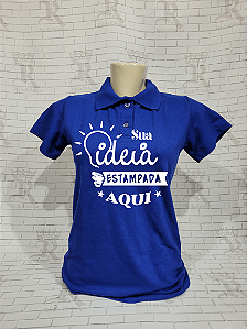 Camiseta Feminina Polo Piquet Baby Look - Azul Royal