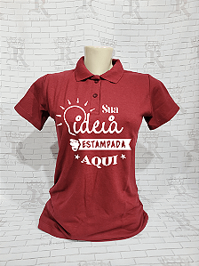 Camiseta Feminina Polo Piquet Baby Look - Bordo