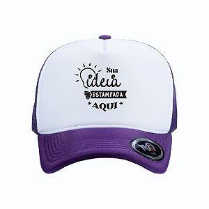 Boné Modelo Trucker Feminino - Roxo e Branco Personalizados