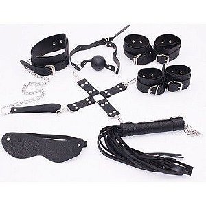 Kit Bondage Sado Preto - 7 itens