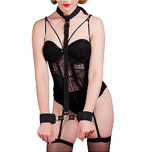 Fetish Bondage - Kit Sado Coleira E Algemas Em Nylon
