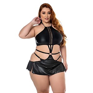 FANTASIA GATA BRAVA - PLUS SIZE LINHA SADO HOT FLOWERS