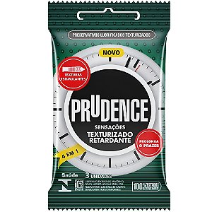 Preservativo Prudence Texturizado Retardante com 3 unidades