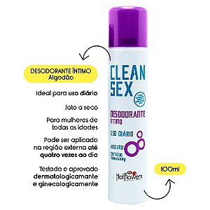 Clean Sex Desodorante Íntimo Aerosol Jato Seco Uso Diário 100ml Hot Flowers