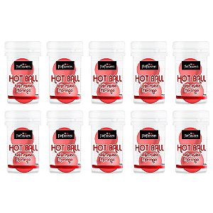 Kit - Hot Ball Dupla Beija Muito - Morango Emb. c/10 und. Hot Flowers