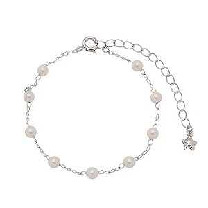 Pulseira de pérolas folheado a ródio branco