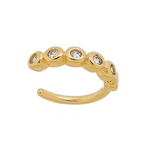 Piercing fake fileira de zircônias folheado a ouro 18k