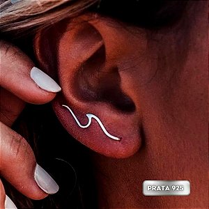 Brinco de prata ear cuff  onda