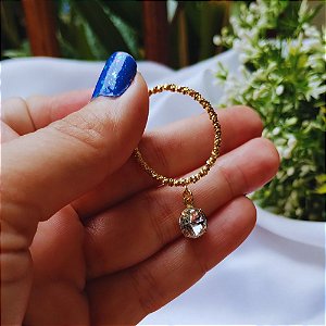 Brinco de Argola texturizada com ponto de luz banhado a ouro