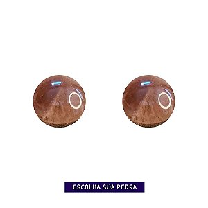 Brinco pequeno de pedra redonda banhado a ouro - Escolha sua pedra