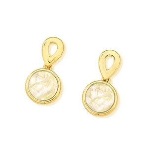 Brinco Delicado com Pedra Nautilus Facetada Banhado a Ouro
