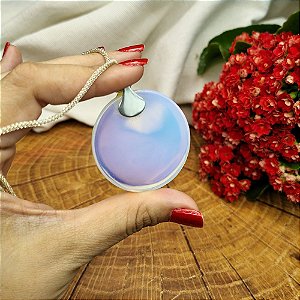 Conjunto de colar e brinco com pedra Opalina banhado a prata