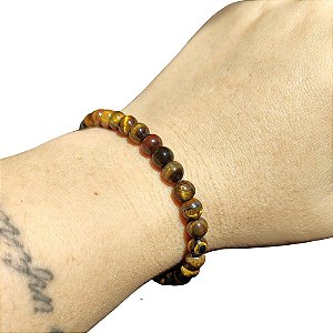 Pulseira de Olho de Tigre Natural esferas de 6mm