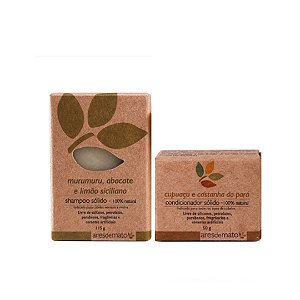 Kit de Shampoo e Condicionador Sólido em Barra Cabelos Mistos - Vegano e Natural - Ares de Mato