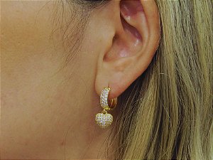 Argola Coração Cravejado