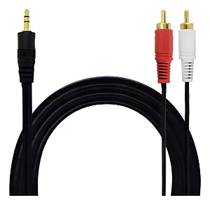 Cabo P2 x 2 RCA Latão Niquelado 1,5m Áudio (LE-1008-1)
