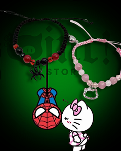 🩷🕷️ Pulseiras Casal Hello Kitty & Spider-Man com Ímã 🕷️🩷