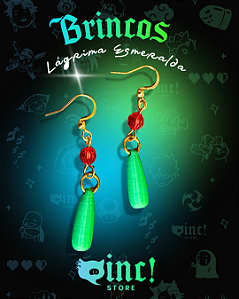 Brincos Lágrima Esmeralda Howl 💚✨