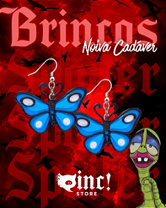 🦋Brincos Noiva Cadáver 💙🖤