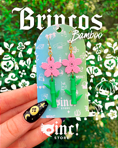 🌸 Brincos Sakura de Bambu 🎋 Maomao inspo