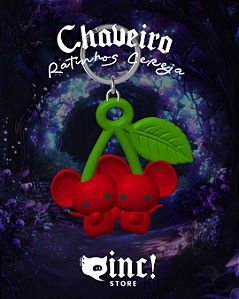🍒🐭 Chaveiro Ratinhos Cereja — Dupla Encantada 💚❤️