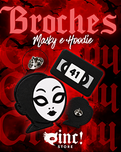 Kit 2 Broches Masky e Hoodie fita VHS