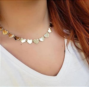 CORRENTE CHAPINHA CORAÇÃO BANHADO EM OURO 18k