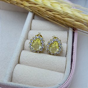 BRINCO MOEDA ANTIGA GOTA PRINCESA CRAVEJADO