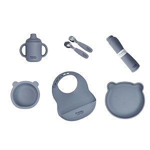 Kit Introdução Alimentar Infantil 7 Peças Urso Freso Silicone Livre BPA