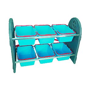 Organizador de Brinquedos Arrumadinho Infantil Azul 6 Cestos Freso