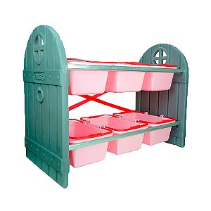 Organizador de Brinquedos Arrumadinho Infantil Rosa 6 Cestos Freso