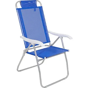 CADEIRA PROSA SANNTE 4 POSIÇÕES EM ALUMINIO AZUL BELFIX