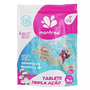 PASTILHA CLORO KIT 5 UND. TRIPLA AÇÃO 1 KG ROSA - MONTREAL