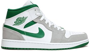 AIR JORDAN 1 MID ' GREY PINE GREEN '