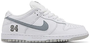NIKE SUPREME X DUNK LOW SB WHITE METALLIC SILVER