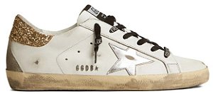 TÊNIS GOLDEN GOOSE BALL STAR WHITE GOLD GLITTER