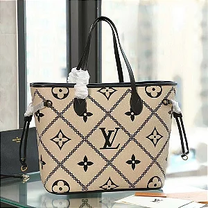BOLSA LOUIS VUITTON NEVERFULL MM MONOGRAM EMPRIENTE CREAM BLACK