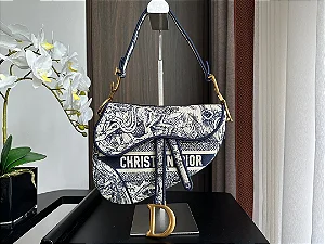 BOLSA CHRISTIAN DIOR SADDLE OBLIQUE EMBROIDERY BLUE