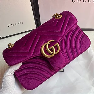 BOLSA GUCCI GG MARMONT FUCHSIA VELVET