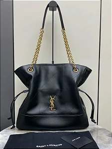 BOLSA SAINT LAURENT SHOPPING JAMIE 4.3 QUILTED BLACK FERRAGENS DOURADAS