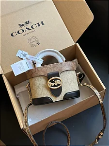 BOLSA COACH GEORGIE GEM CROSSBODY SHOUDER KHAKI BEGE FERRAGENS DOURADAS