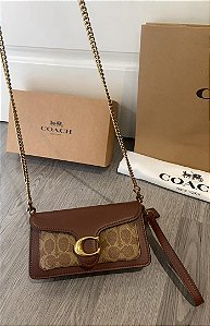 BOLSA COACH TABBY CHAIN CROSSBODY 19 SIGNATURE CANVAS TAN RUST