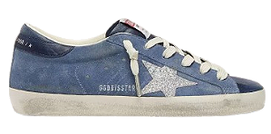TÊNIS GOLDEN GOOSE SUPER-STAR BLUE GLITTER SILVER