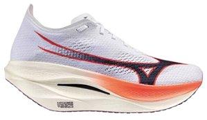 MIZUNO WAVE REBELLION PRO 3 ' WHITE BARITONE BLUE FIERY CORAL '