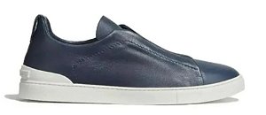 TÊNIS ZEGNA TRIPLE STITCH SECONDSKIN BLUE LEATHER